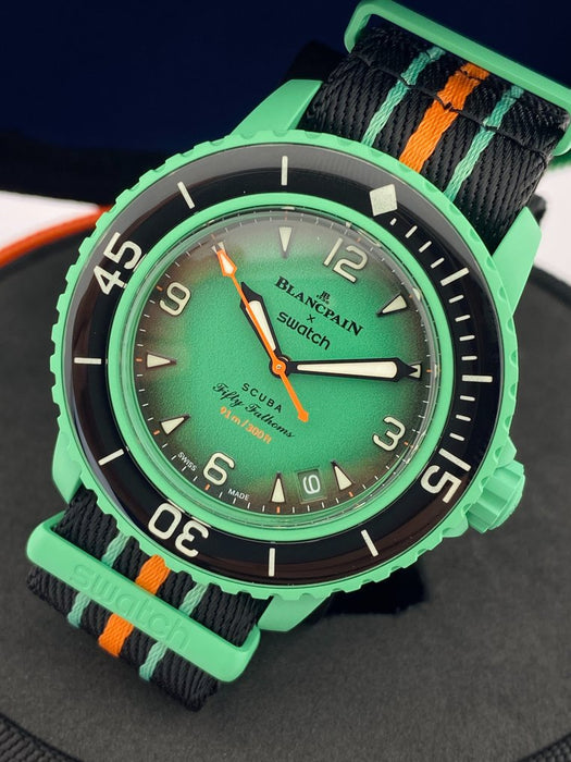 Reloj Blancpain x Swatch Scuba Fifty Fathoms Indian Ocean SO35I100 Original