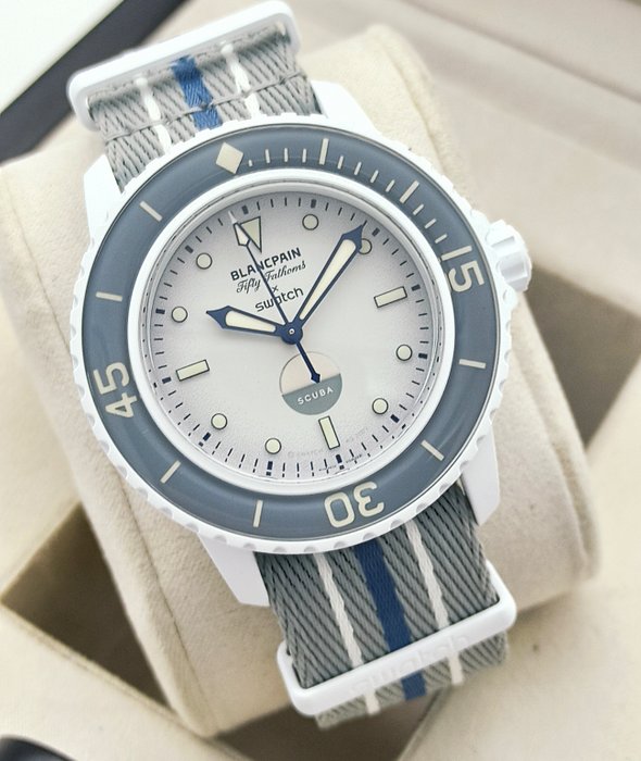 Reloj Blancpain x Swatch Scuba Fifty Fathoms Antarctic Ocean SO35S100 Original