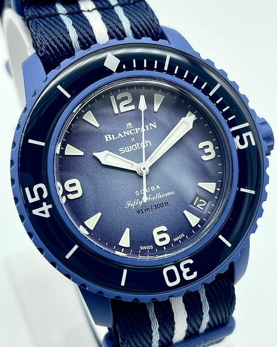 Reloj Blancpain x Swatch Scuba Fifty Fathoms Atlantic Ocean SO35A100 Original
