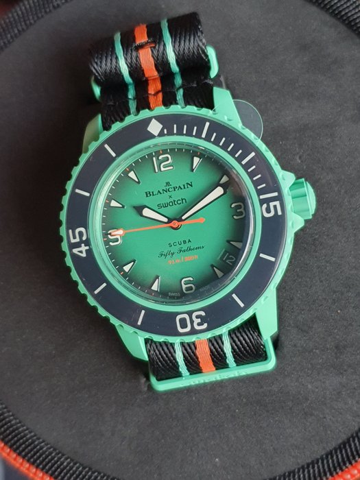 Reloj Blancpain x Swatch Scuba Fifty Fathoms Indian Ocean SO35I100 Original