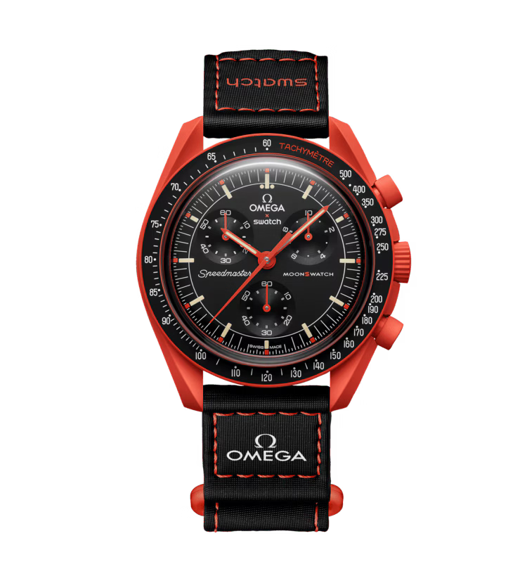 Reloj Swatch x Omega Moonswatch Mission On Earth Lava SO33O100 Original