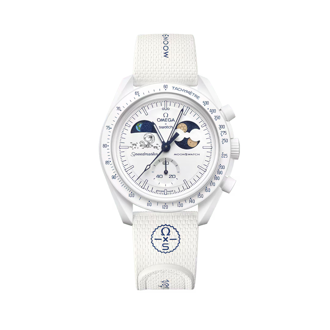 Reloj Swatch x Omega Mission To Earthphase Moonshine Gold SO33W701L Original