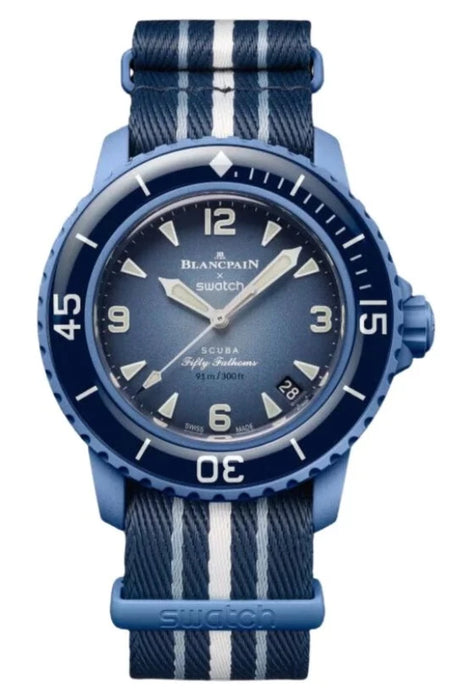 Reloj Blancpain x Swatch Scuba Fifty Fathoms Atlantic Ocean SO35A100 Original