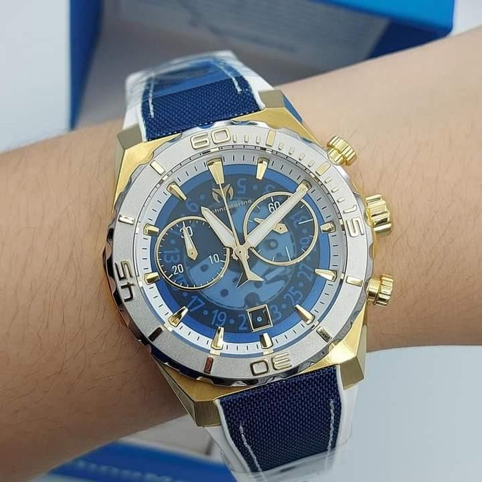 Technomarine Reloj de cuarzo Reef Shark TM-519007 para hombre, Blanco,  azul, Moderno
